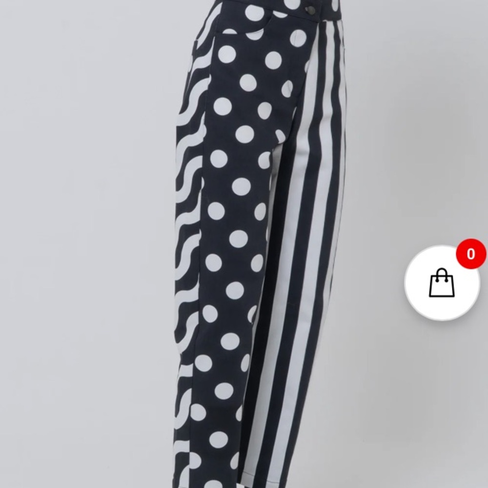 LAU Black White Patterned High Waisted Pants From Italy Designer-Made NWT - Picture 3 of 11
